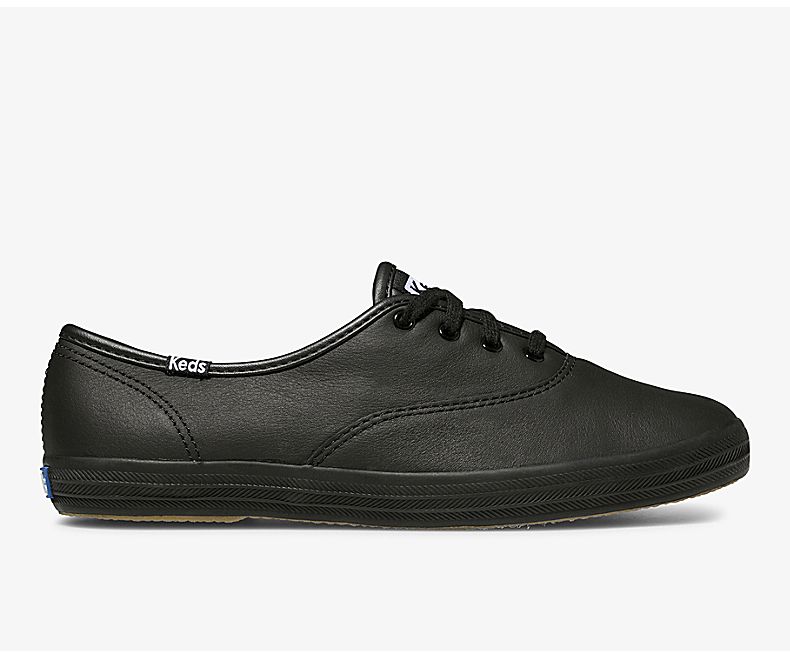 Keds Women's Shoes Official Site Champion Leather Black Champion Shoes - KH6471205